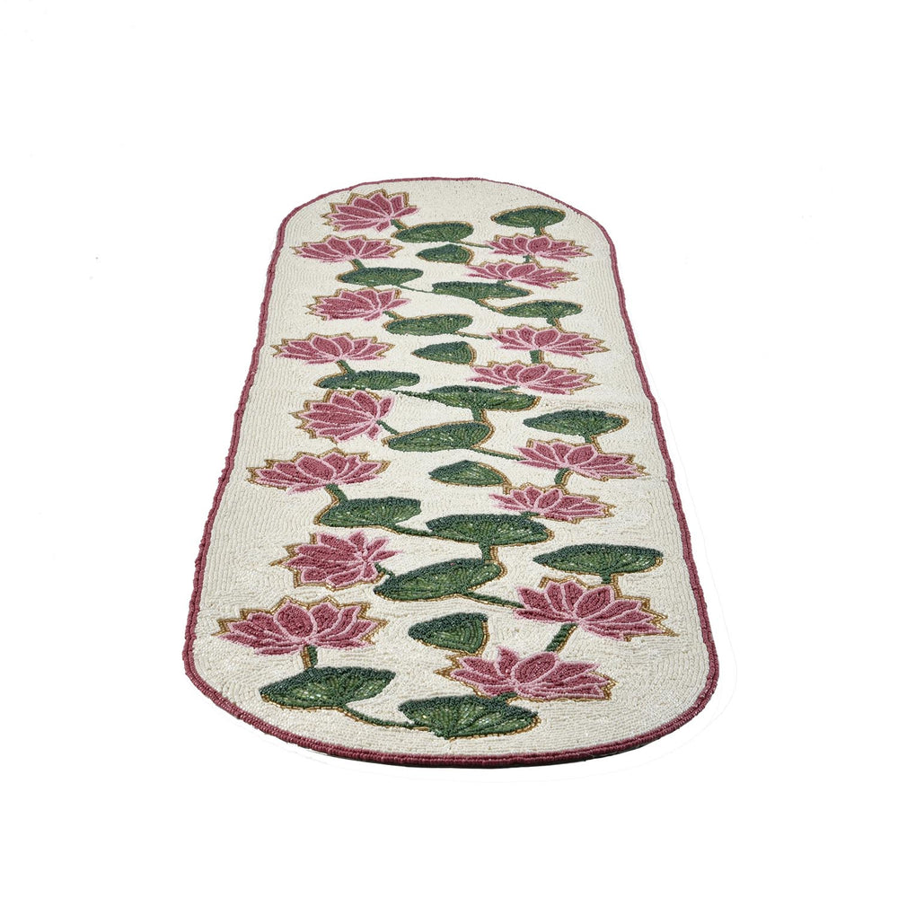 Madhuban Lotus Motif 6-Seater Table Runner- Pink