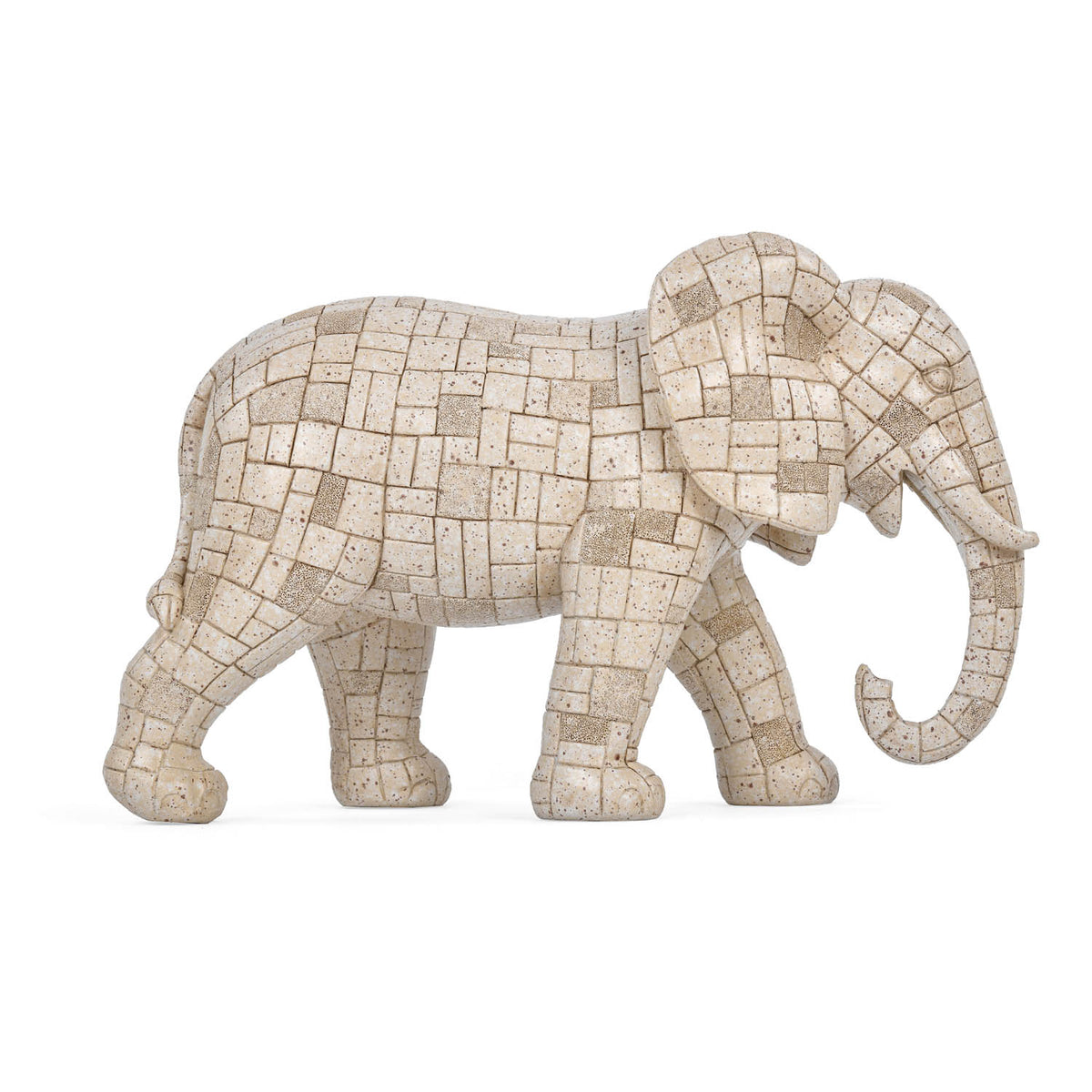 Urban Safari Elephant Mosaic Showpiece- Beige