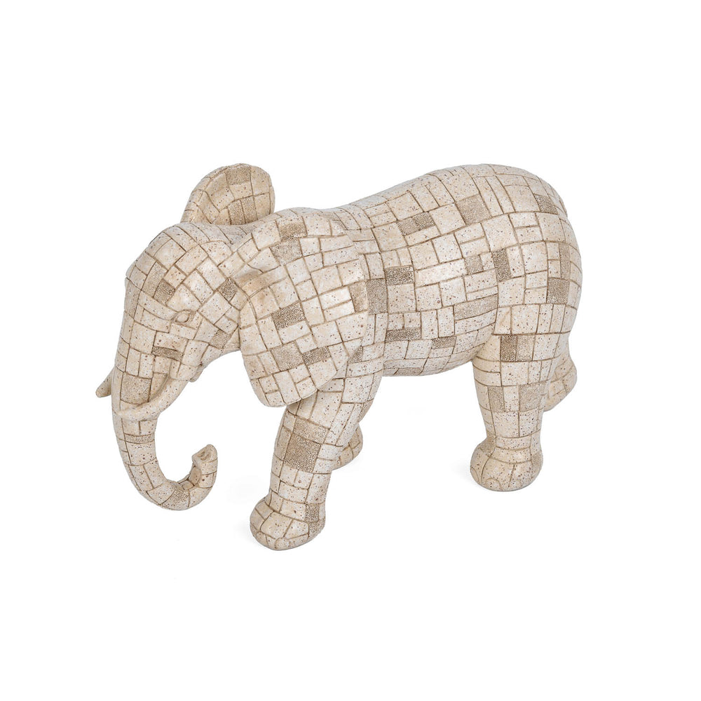 Urban Safari Elephant Mosaic Showpiece- Beige