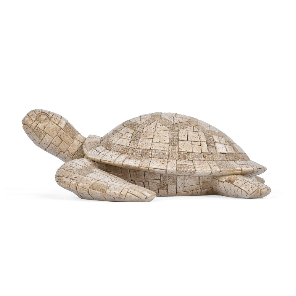 Urban Safari Turtle Mosaic Showpiece - Beige