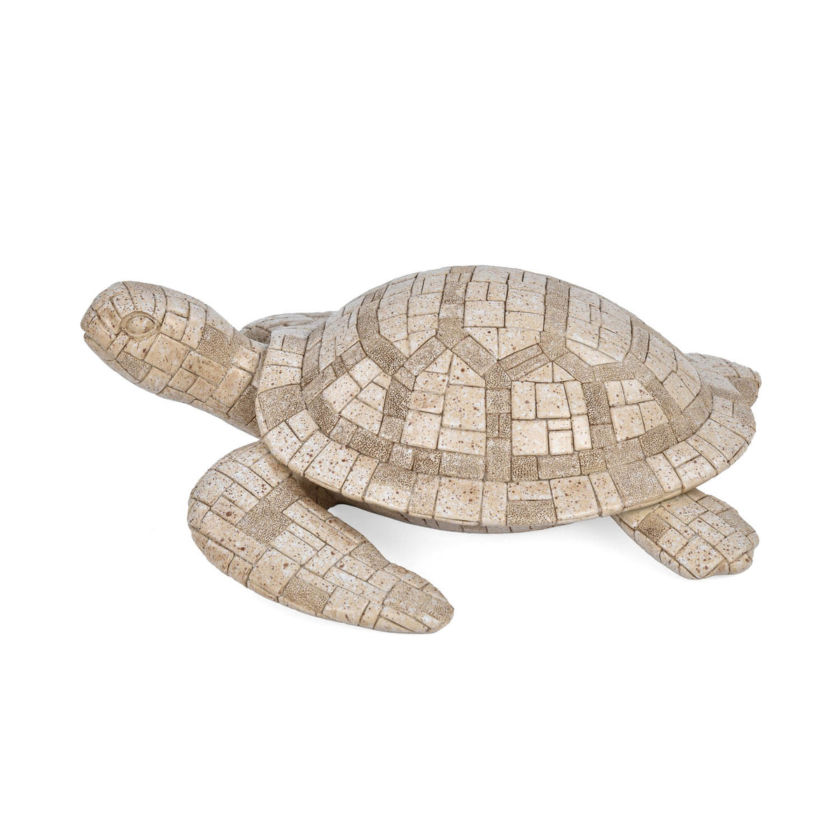 Urban Safari Turtle Mosaic Showpiece - Beige