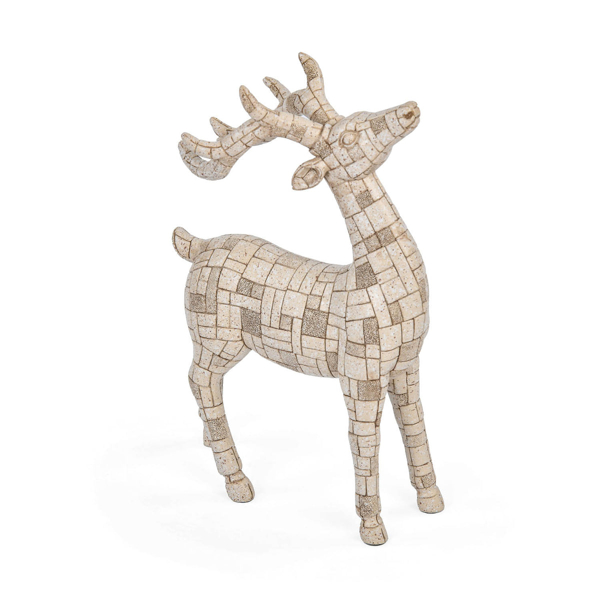 Urban Safari Wild Deer Mosaic Showpiece- Beige