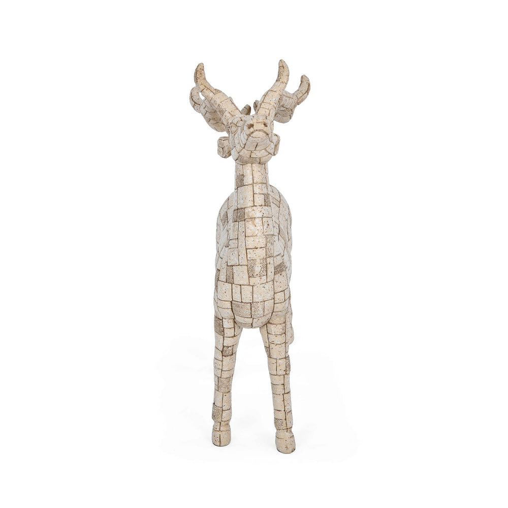 Urban Safari Wild Deer Mosaic Showpiece- Beige