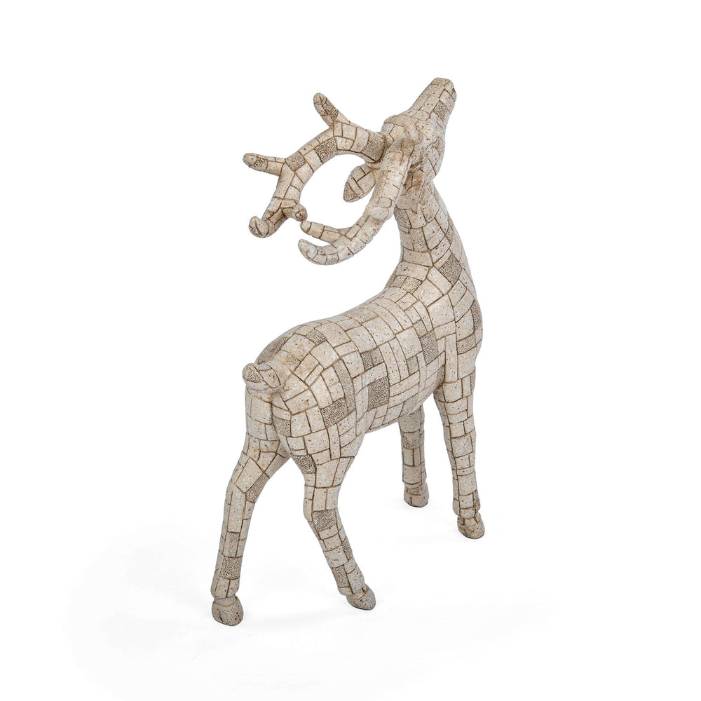 Urban Safari Wild Deer Mosaic Showpiece- Beige