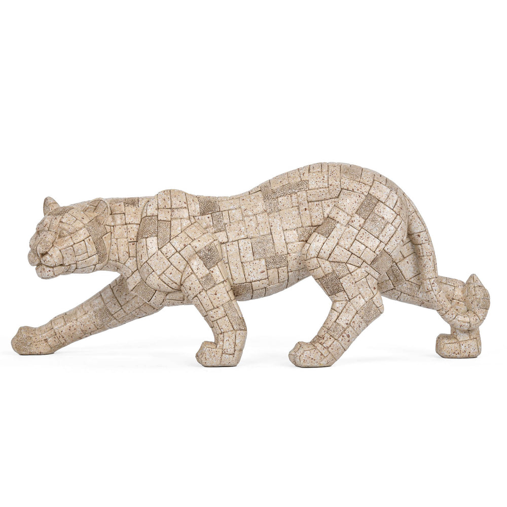 Urban Safari Lioness Mosaic Showpiece- Beige