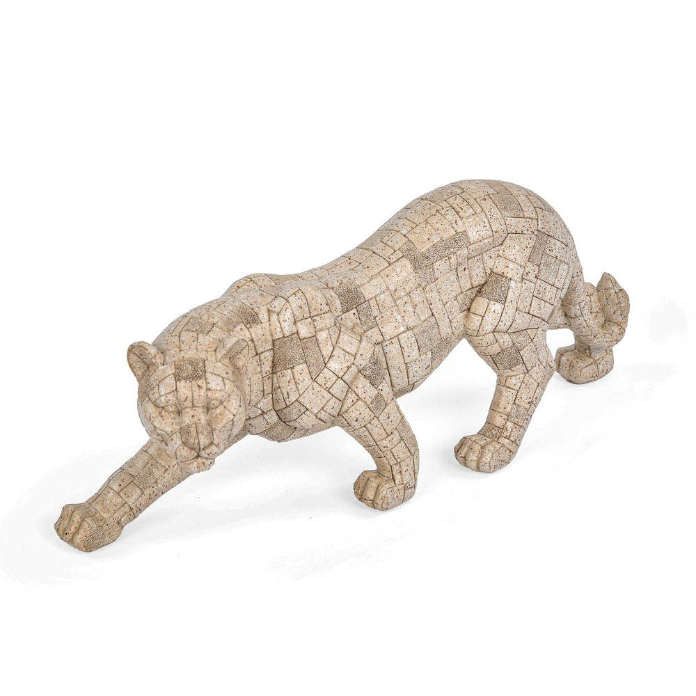 Urban Safari Lioness Mosaic Showpiece- Beige