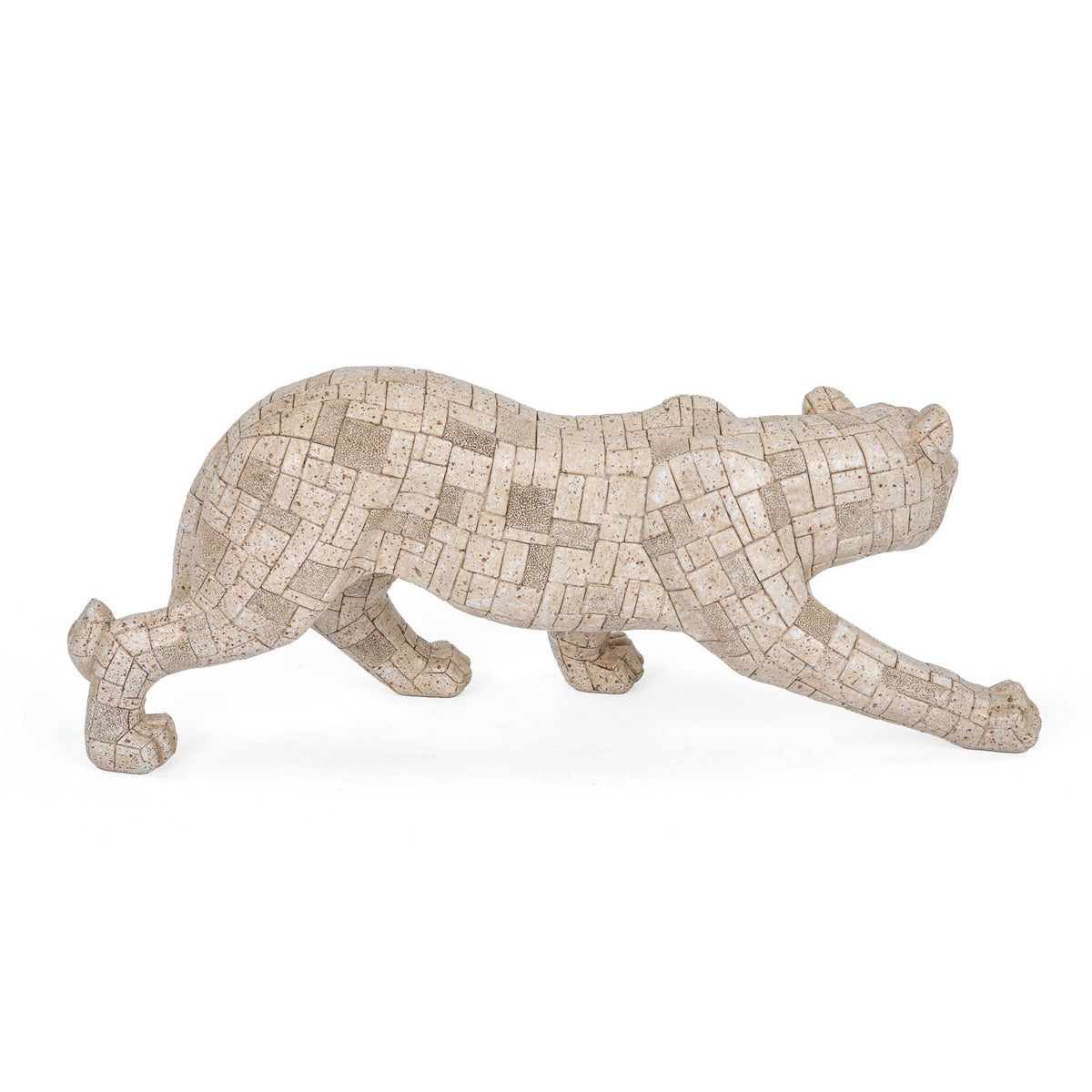 Urban Safari Lioness Mosaic Showpiece- Beige