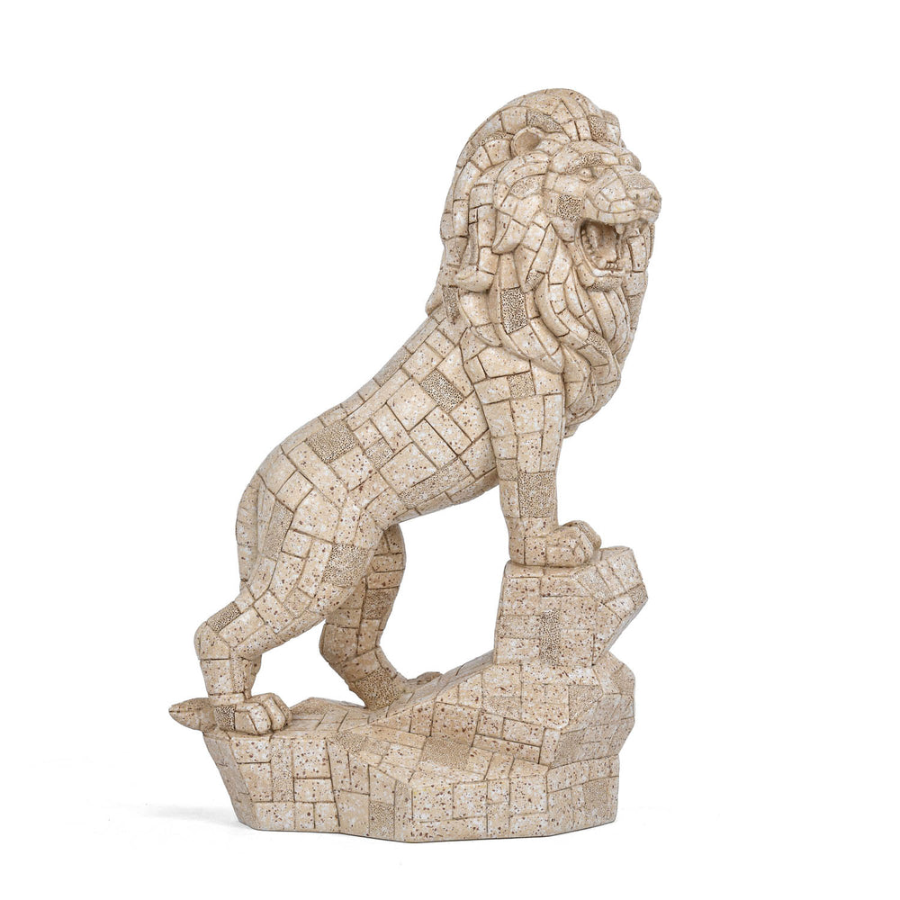 Urban Safari Lion Mosaic Showpiece- Beige