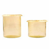Decorative Metal & Glass Candle Holders Set of 2- Gold