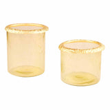 Decorative Metal & Glass Candle Holders Set of 2- Gold