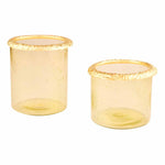 Decorative Metal & Glass Candle Holders Set of 2- Gold