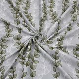 Leaf Design Polyester King Bedsheet with 2 Pillow Covers (Grey)