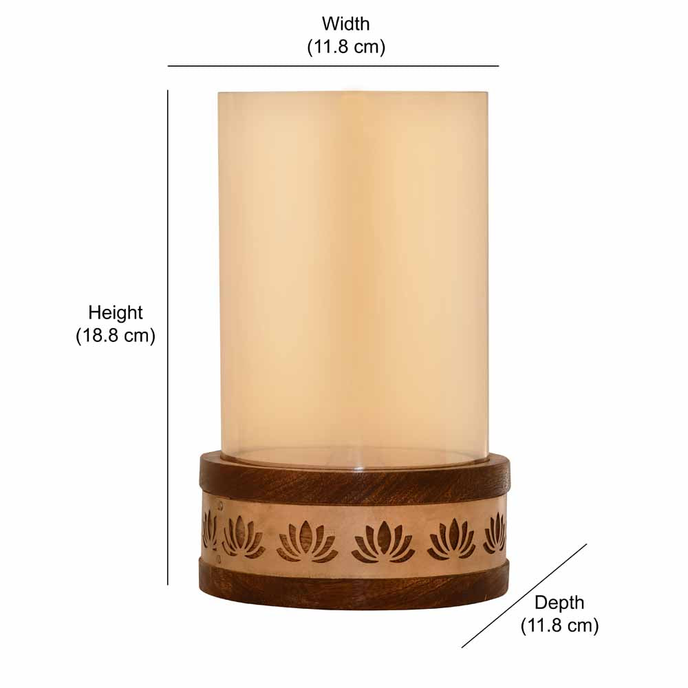 Lotus Jali Metal & Glass Small Candle Holder (Gold)