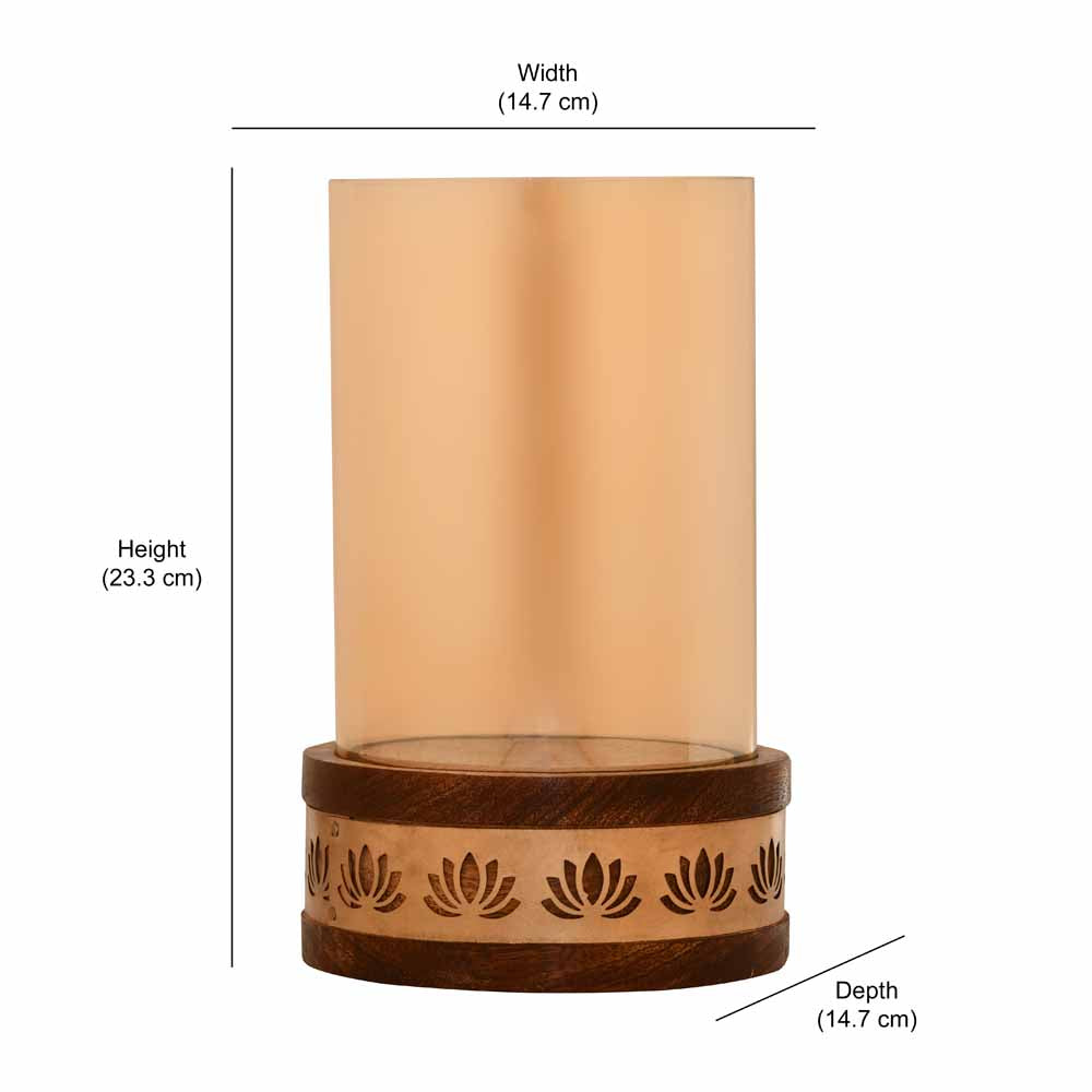Lotus Jali Metal & Glass Candle Holder (Gold)