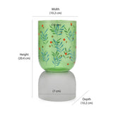 Hand-Painted Dual Arch Leaf Design Glass Candle Holder- Green