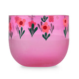 Hand-Painted Floral Glass Votive Candle Stand- Pink