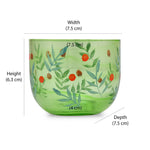Hand-Painted Leaf Design Glass Votive Candle Stand- Green