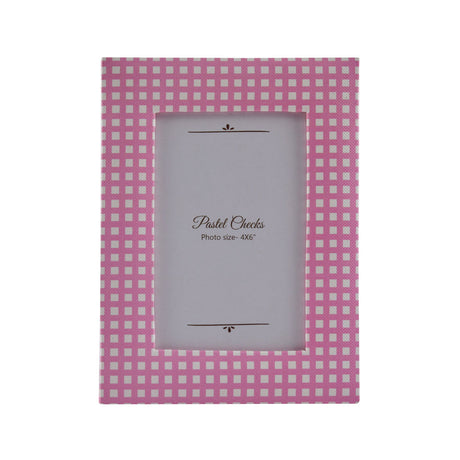 Checkered Table Photo Frame (Pink, 4 x 6 Inch)