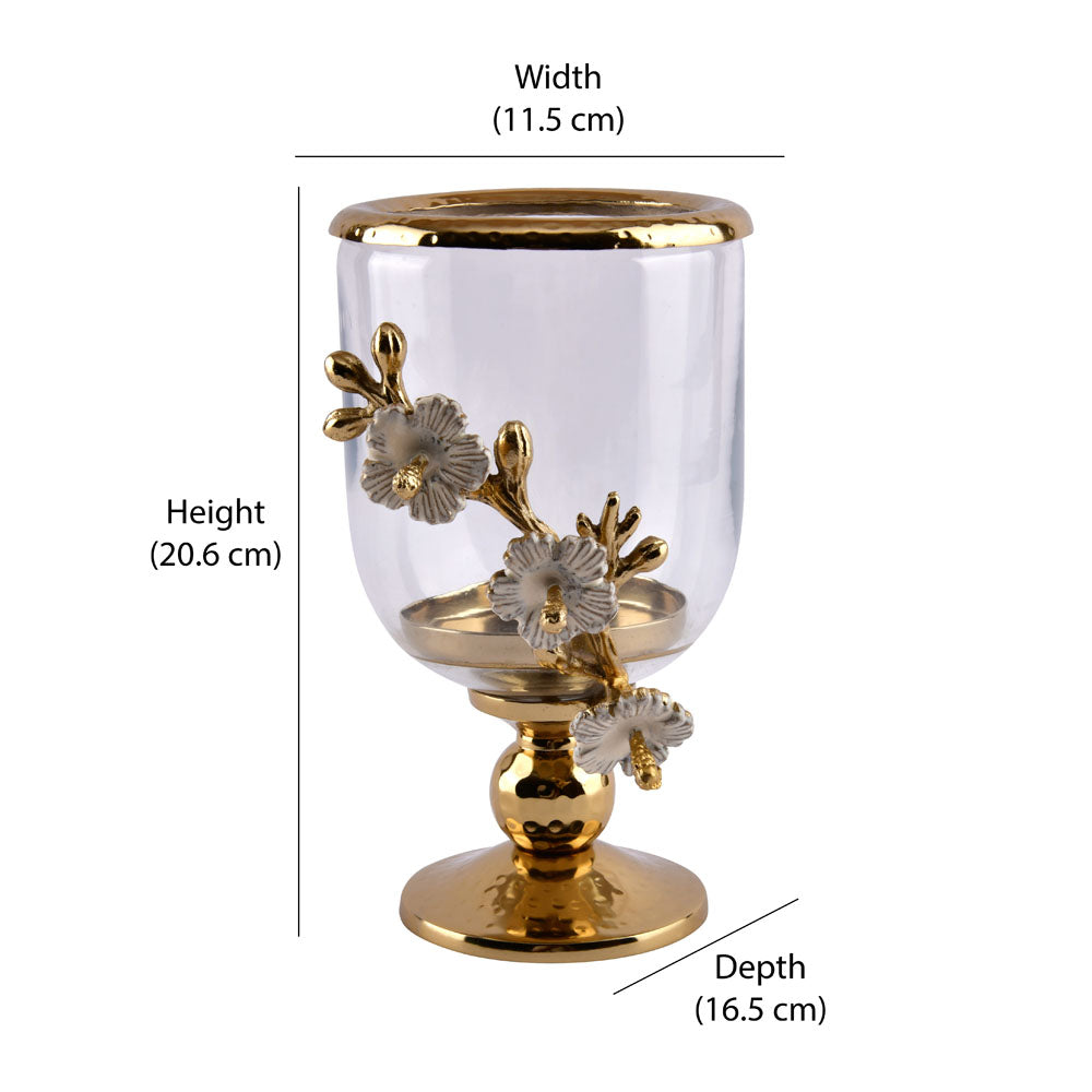 Twigs Hurricane Candle Holder - Small  (Transparent & Gold)