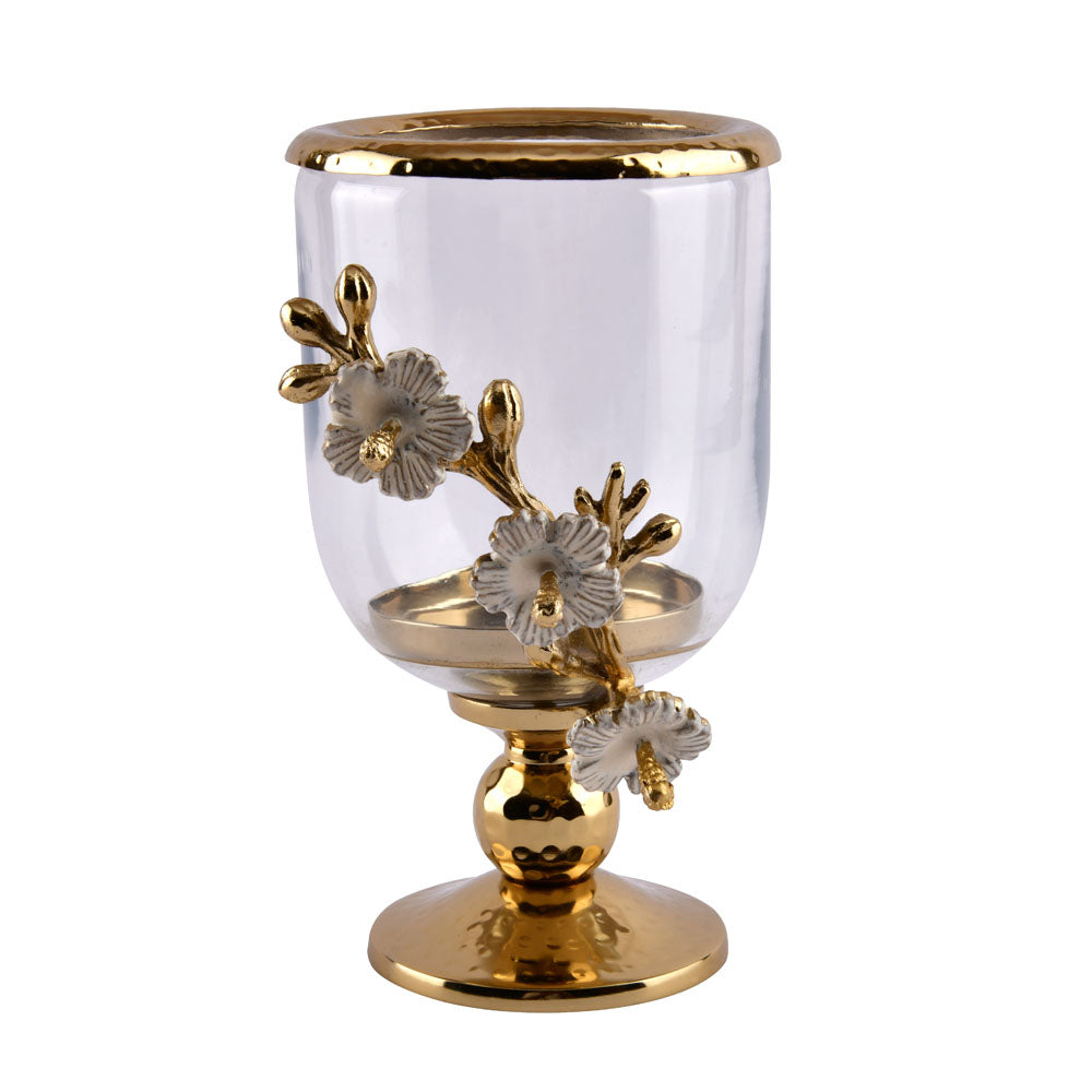 Twigs Hurricane Candle Holder - Small  (Transparent & Gold)