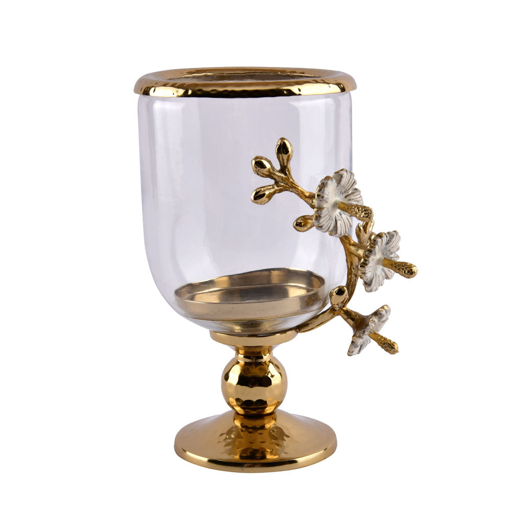 Twigs Hurricane Candle Holder - Small  (Transparent & Gold)