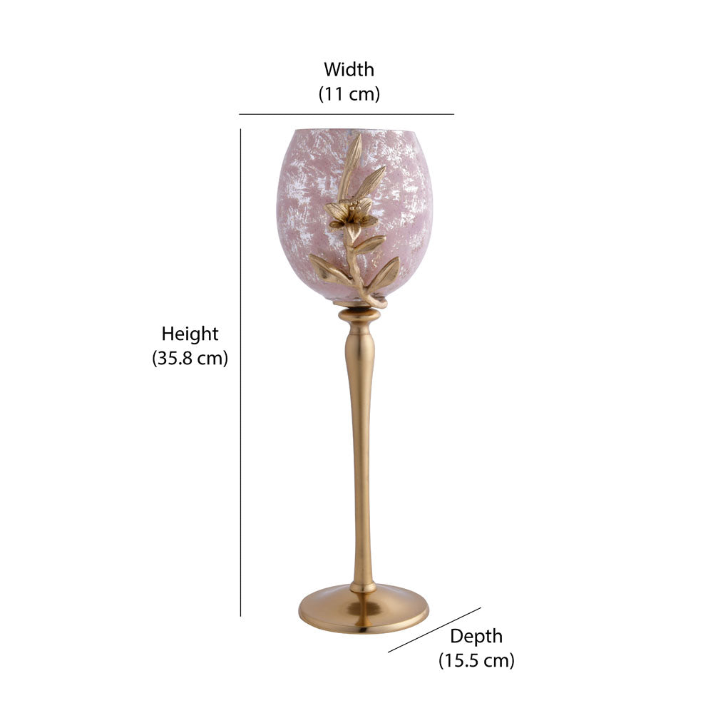 Lily Twigs Candle Holder - Large (Pink & Gold)