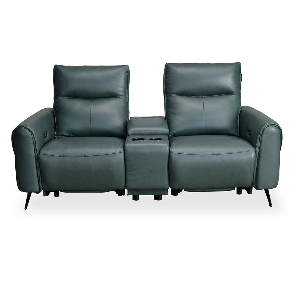 Beatrix 2 Seater Dual Motor Electric Recliner with Console- Green