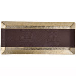 Faux Leather and Metal Decorative Platter (Brown and Gold)