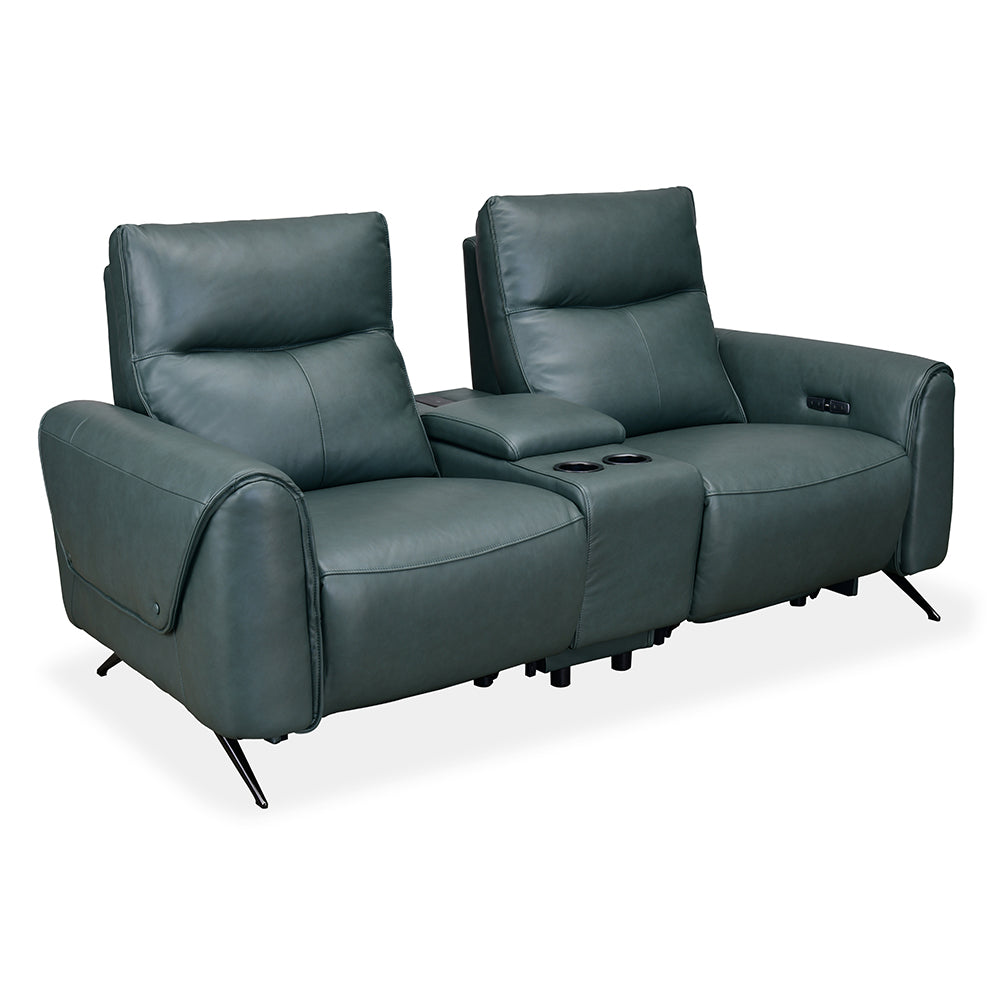 Beatrix 2 Seater Dual Motor Electric Recliner with Console- Green