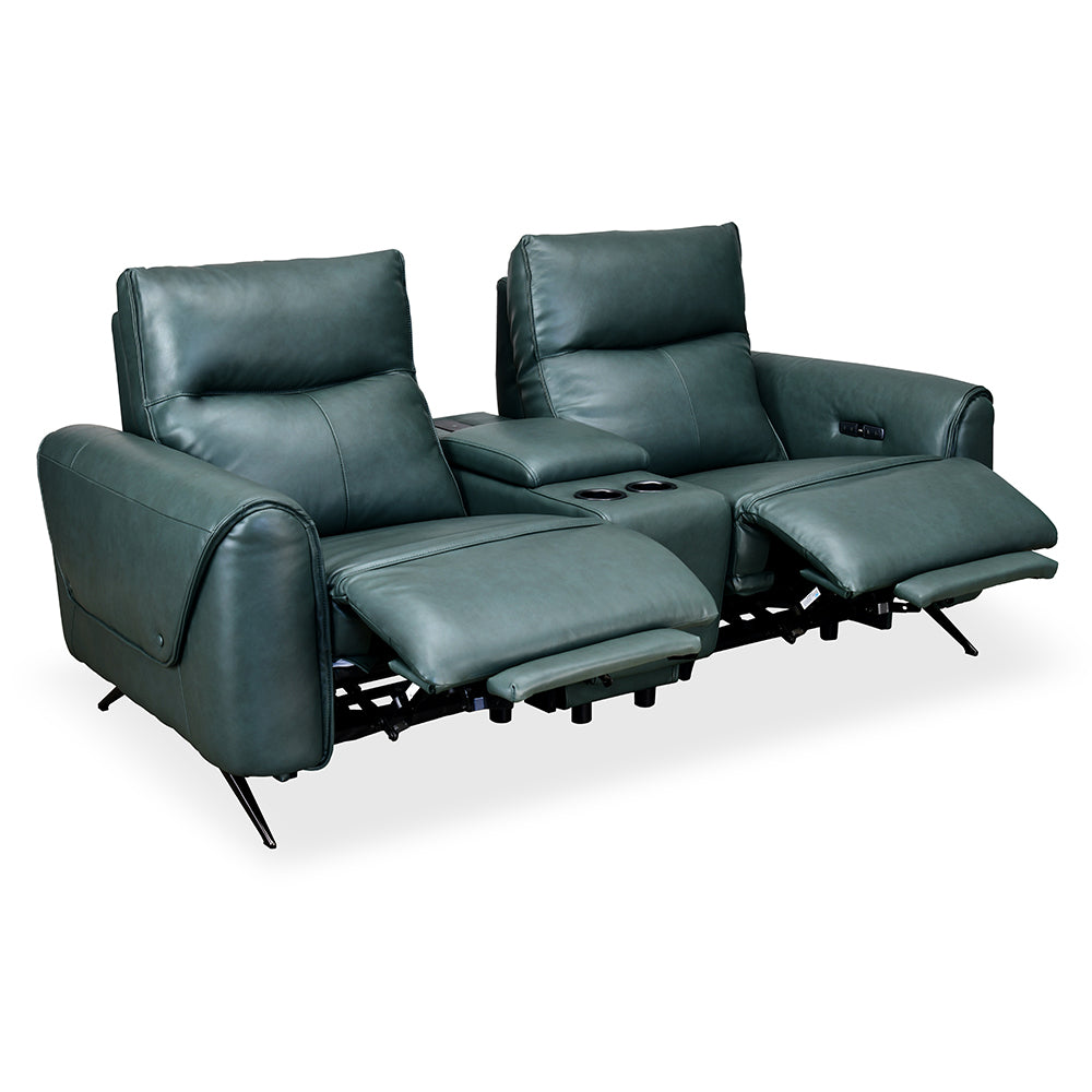 Beatrix 2 Seater Dual Motor Electric Recliner with Console- Green