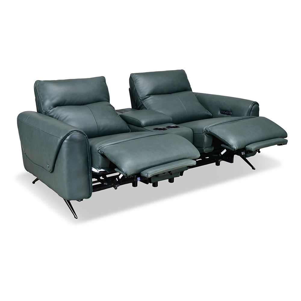 Beatrix 2 Seater Dual Motor Electric Recliner with Console- Green