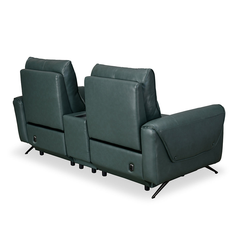 Beatrix 2 Seater Dual Motor Electric Recliner with Console- Green