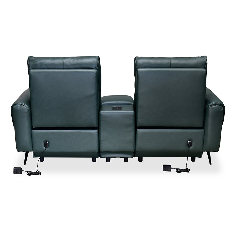 Beatrix 2 Seater Dual Motor Electric Recliner with Console- Green