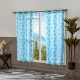 Nilkamal Leaf Design 5 Ft Polyester Window Curtains Set Of 2 Seagreen