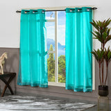 Nilkamal Abstract 5 Ft Polyester Double Layer Window Curtains Set of 2 (Seagreen)