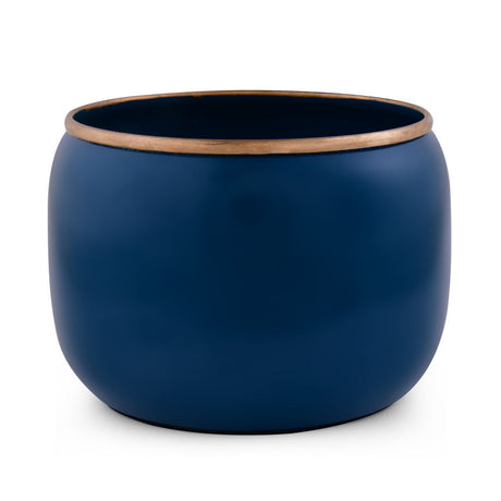 Round Shaped Decorative Metal Votive- Blue & Gold