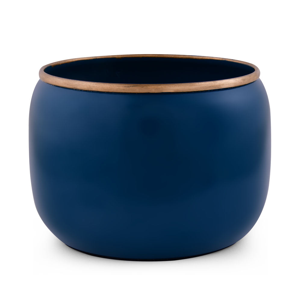 Round Shaped Decorative Metal Votive- Blue & Gold