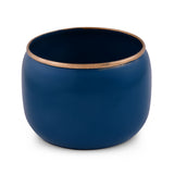 Round Shaped Decorative Metal Votive- Blue & Gold