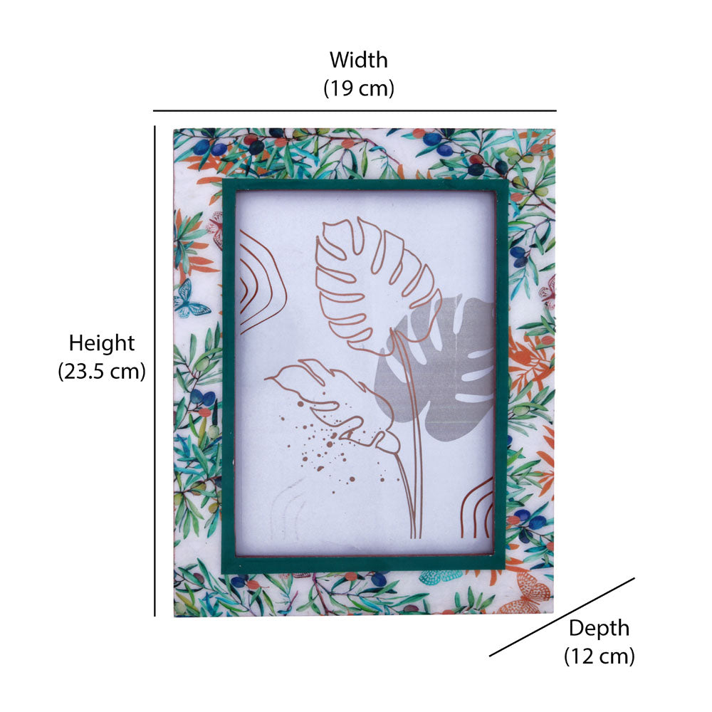 Floral Design MDF Table Photo Frame (Multicolor, 5 x 7 Inch)