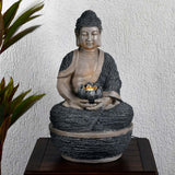 Nilkamal Buddha with Floral Bowl Indoor Outdoor Water Fountain (Grey)
