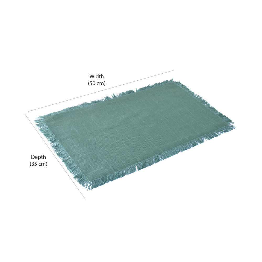 Tassel Edges Cotton Placemat Set of 4 (Green)