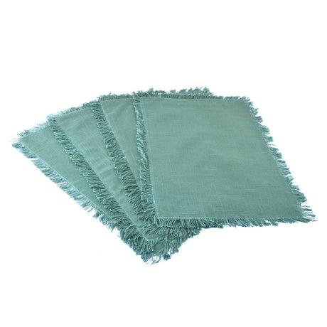 Tassel Edges Cotton Placemat Set of 4 (Green)