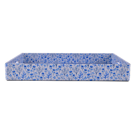 Floral Canvas & MDF Serving Tray (Blue)