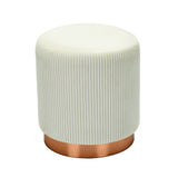 Susie Fabric Ottoman with Metal Base (Cream)