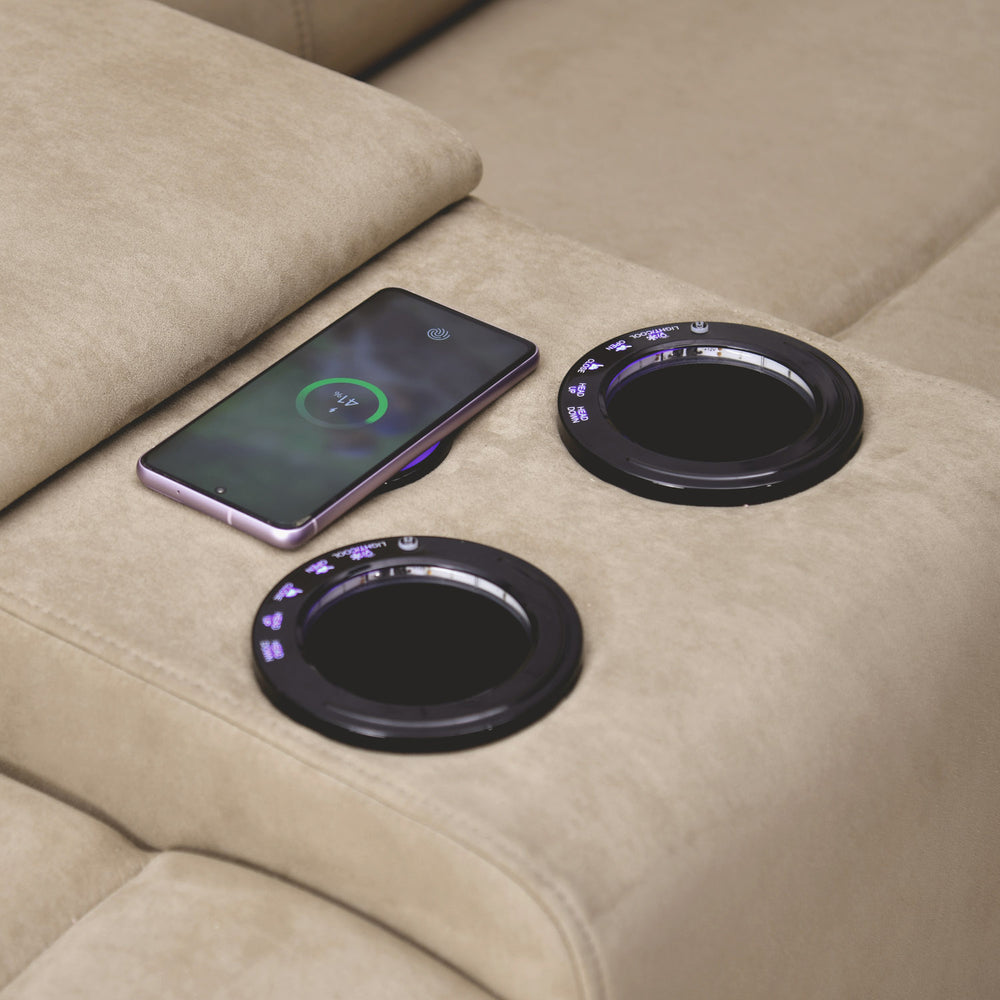 Clapton 2 Seater Double Motor Electric Recliner With Smart Center Console (Beige)