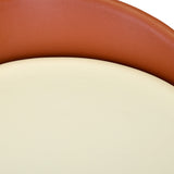 Phoenix Fabric Ottoman with Wooden Base (Ivory & Brown)
