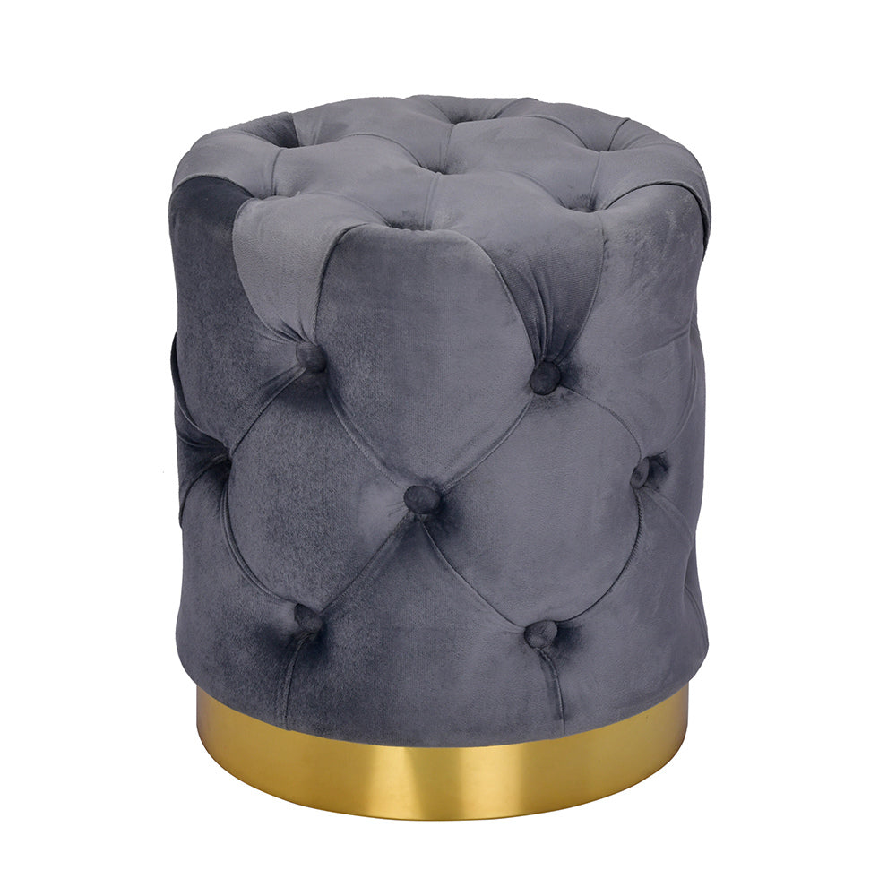 Eamon Fabric Ottoman with Metal Base (Grey)