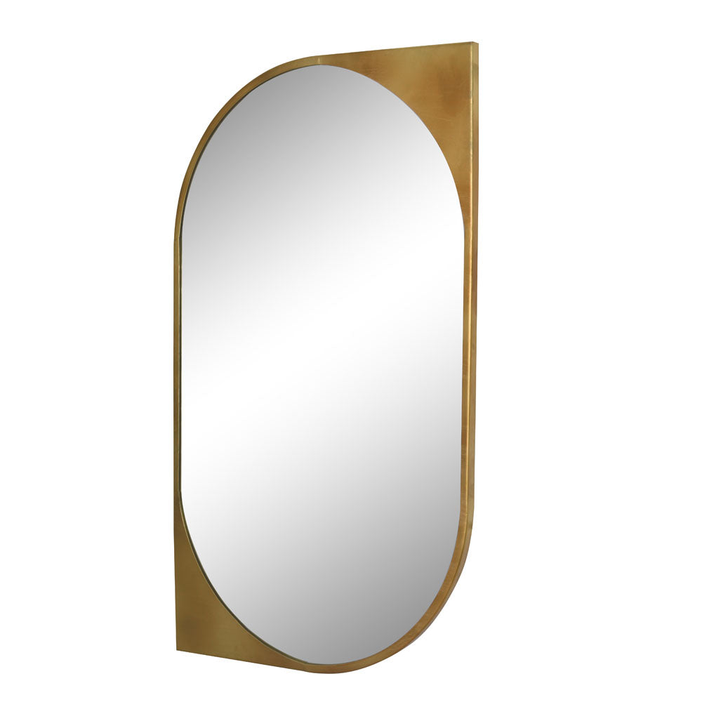 Curved Rectangular Decorative Wall Mirror (Antique Gold)