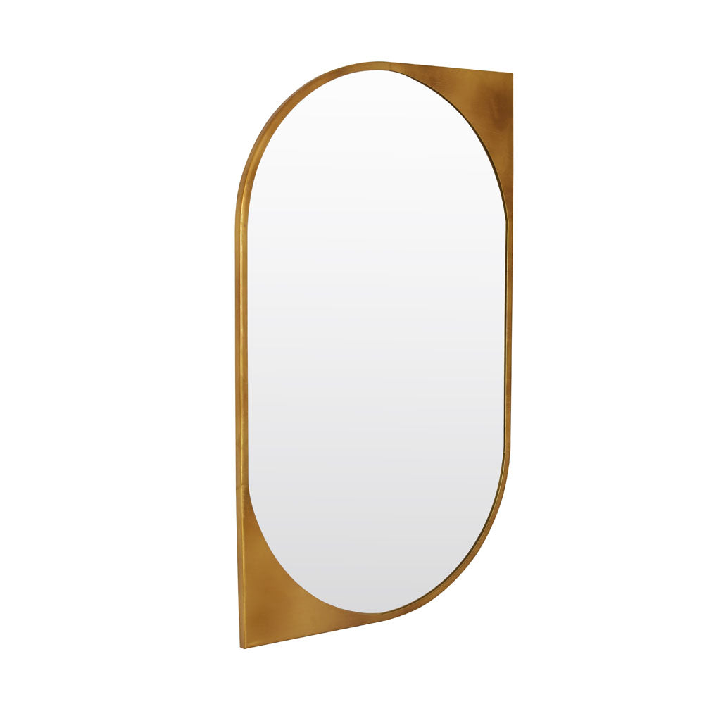 Curved Rectangular Decorative Wall Mirror (Antique Gold)