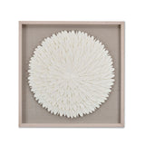 Feather Design Circular Wall Decor (White)
